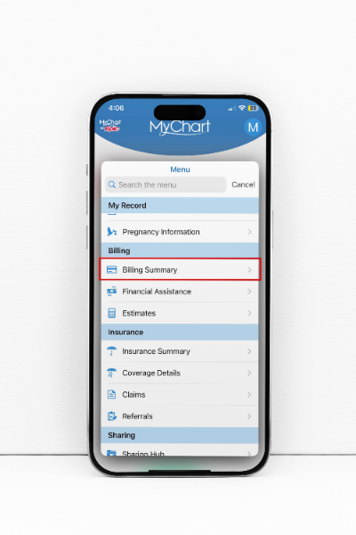 paperless menu mychart menu